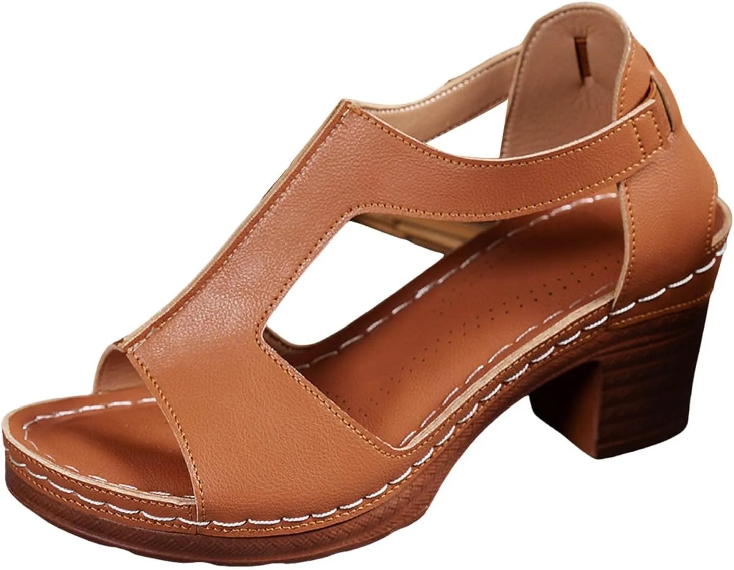 Sandals for Women 2025 Chunky Heel Orthopedic Elegant Comfortable Arch Support Open Toe Hollow Out Breathable Fashion Wedding Party Dress Sandals Casual Summer Ankle Strap Shoes