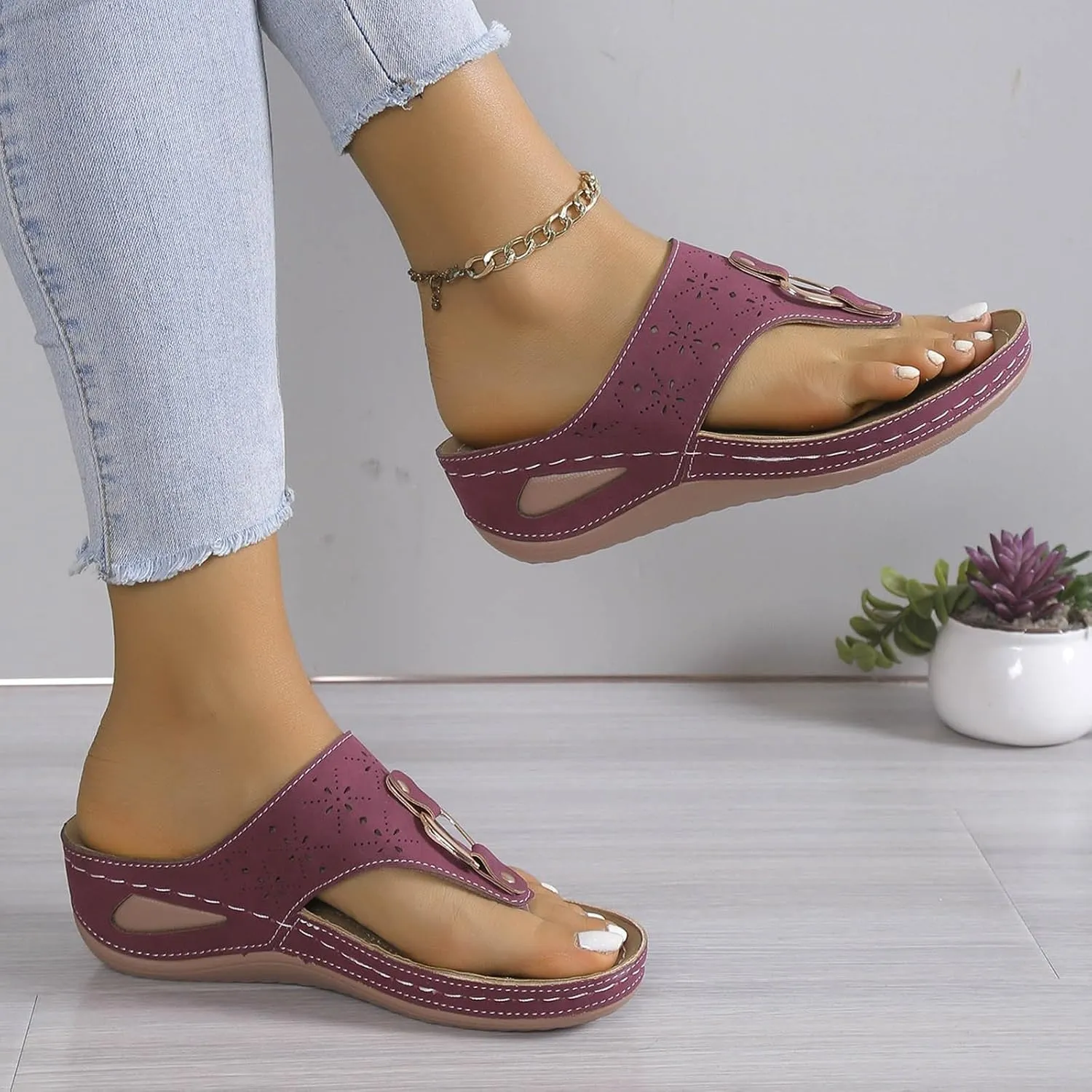 Sandals for Women 2025 Dressy Flip Flops With Arch Support, Women's Wedge Sandal, Orthopedic Recovery Walking Shoes