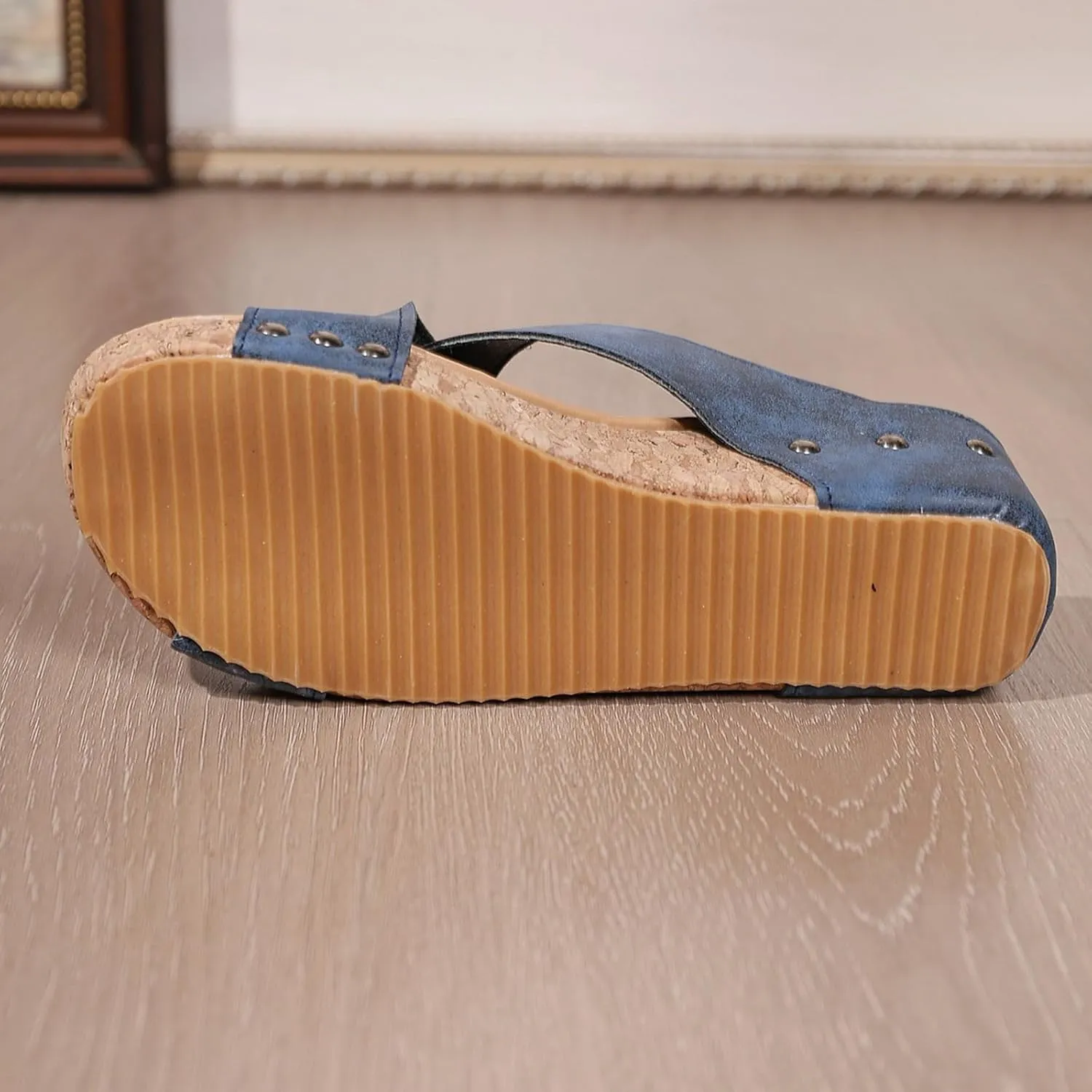 Sandals for Women 2025 Dressy Retro Strap Wedge Sandal Women's Slip On Rivet Platform Wedges Heels Summer Shoes
