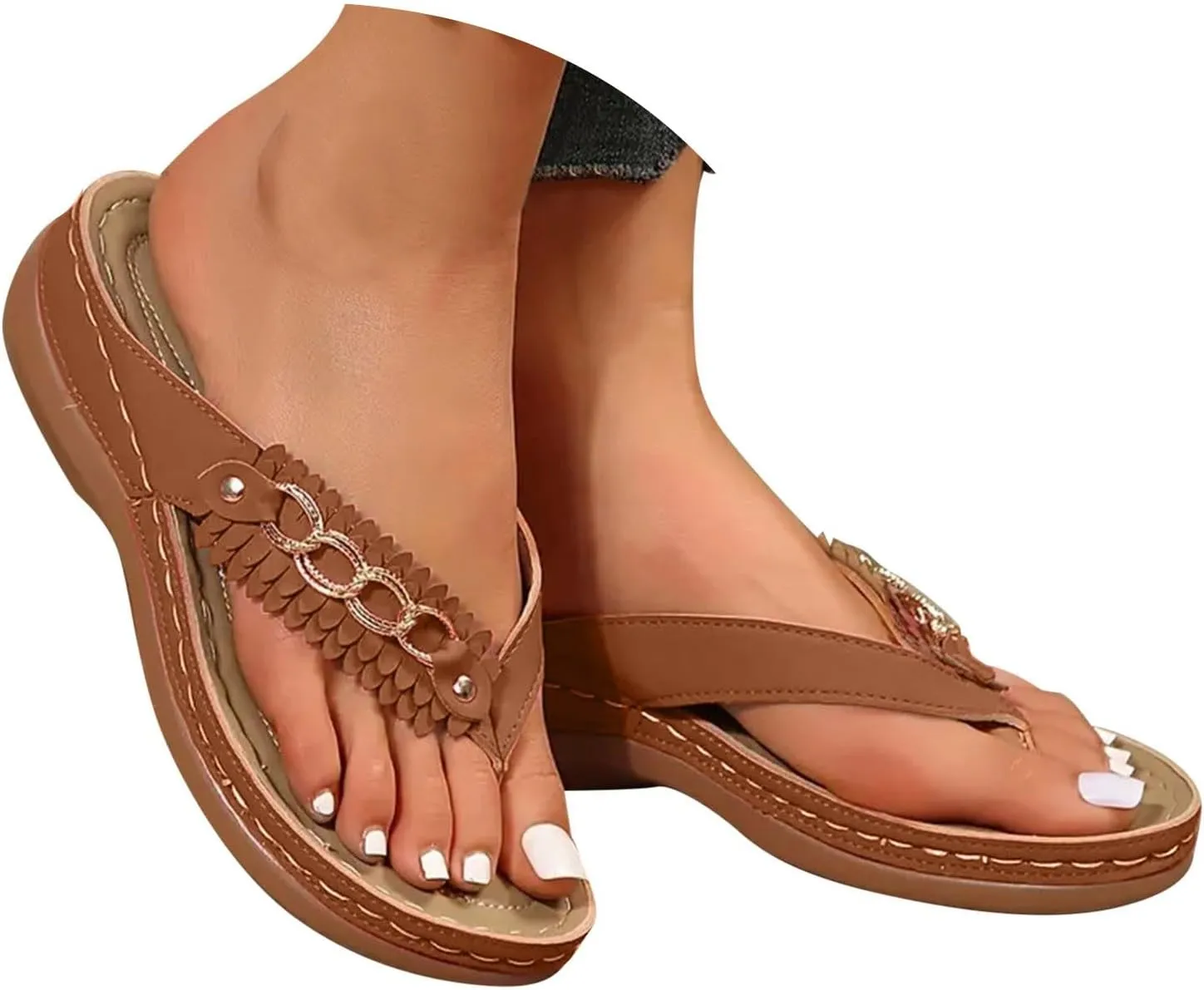 Sandals for Women 2025 Dressy Slip On Women's Sandals With Arch Support Summer Flip Flops Wedge Shoes For Woman