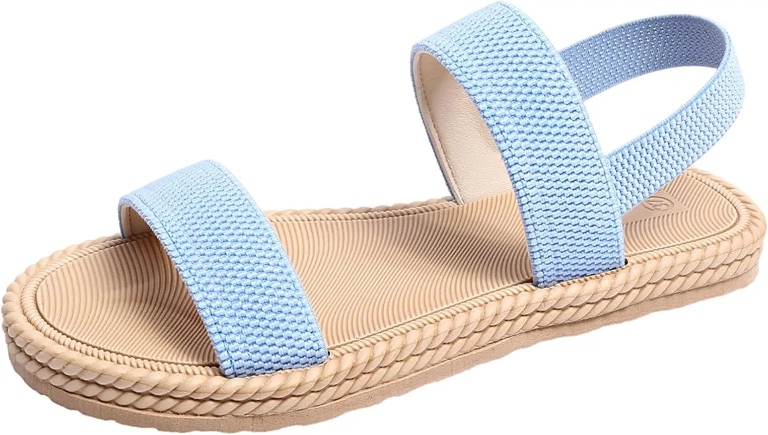 Sandals for Women Elastic Ankle Strap Sandals Vacation Comfortable Flat Sandals Summer Beach Open Toe Shoes