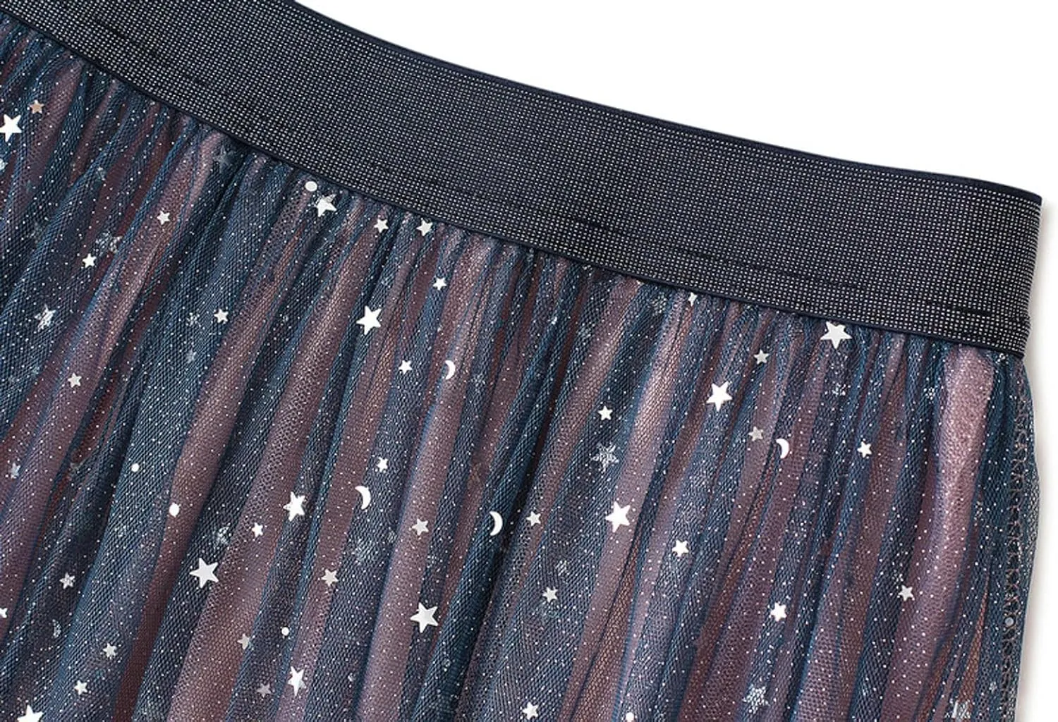 Sequins Tulle Skirts for Women Sparkly Layered A-Line Skirt Elastic High Waist Skirts Fashion Gradient Glitter Skirt