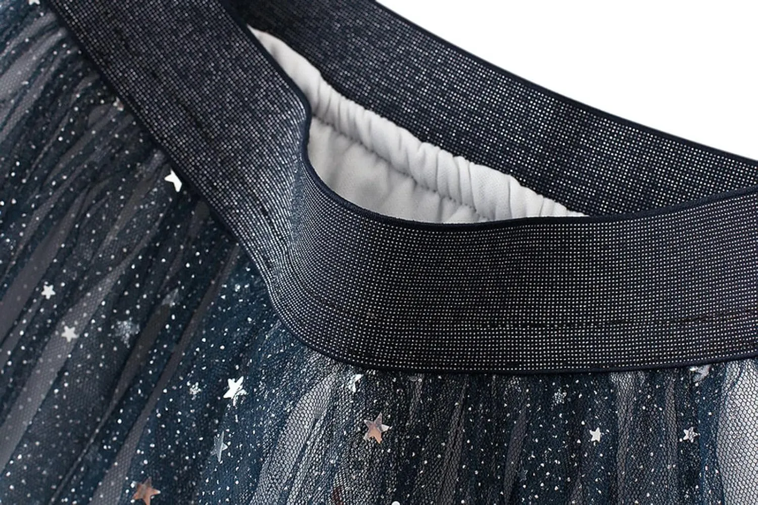 Sequins Tulle Skirts for Women Sparkly Layered A-Line Skirt Elastic High Waist Skirts Fashion Gradient Glitter Skirt