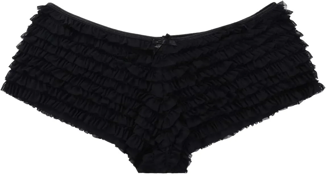 SHARICCA Womens Sexy Mesh Ruffle Panties Booty Boy Shorts Underwear
