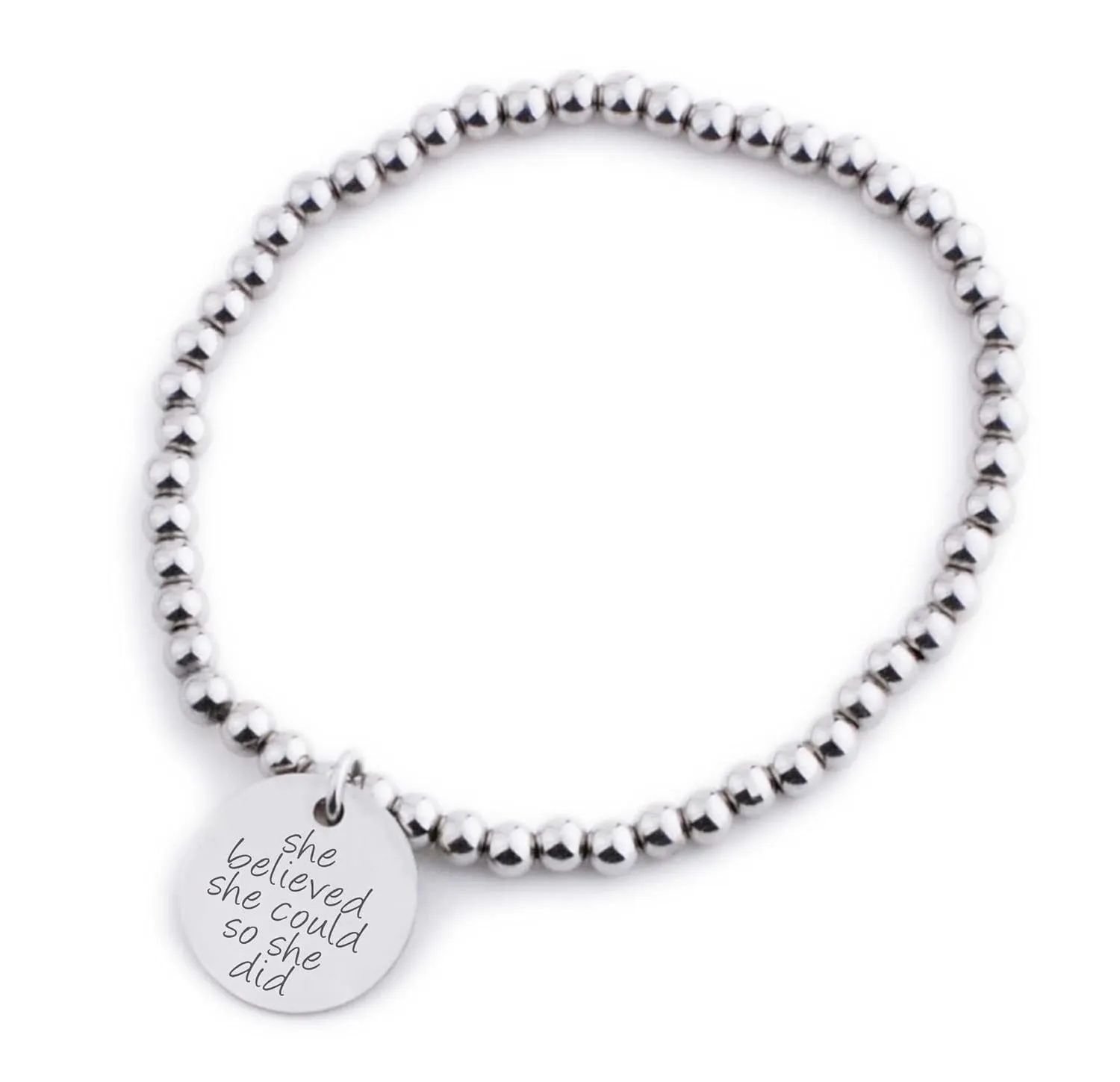 She Believed She Could So She Did Beaded Stretch Bracelet Inspirational Jewelry Gift for Her Graduation Gift Birthday Gift