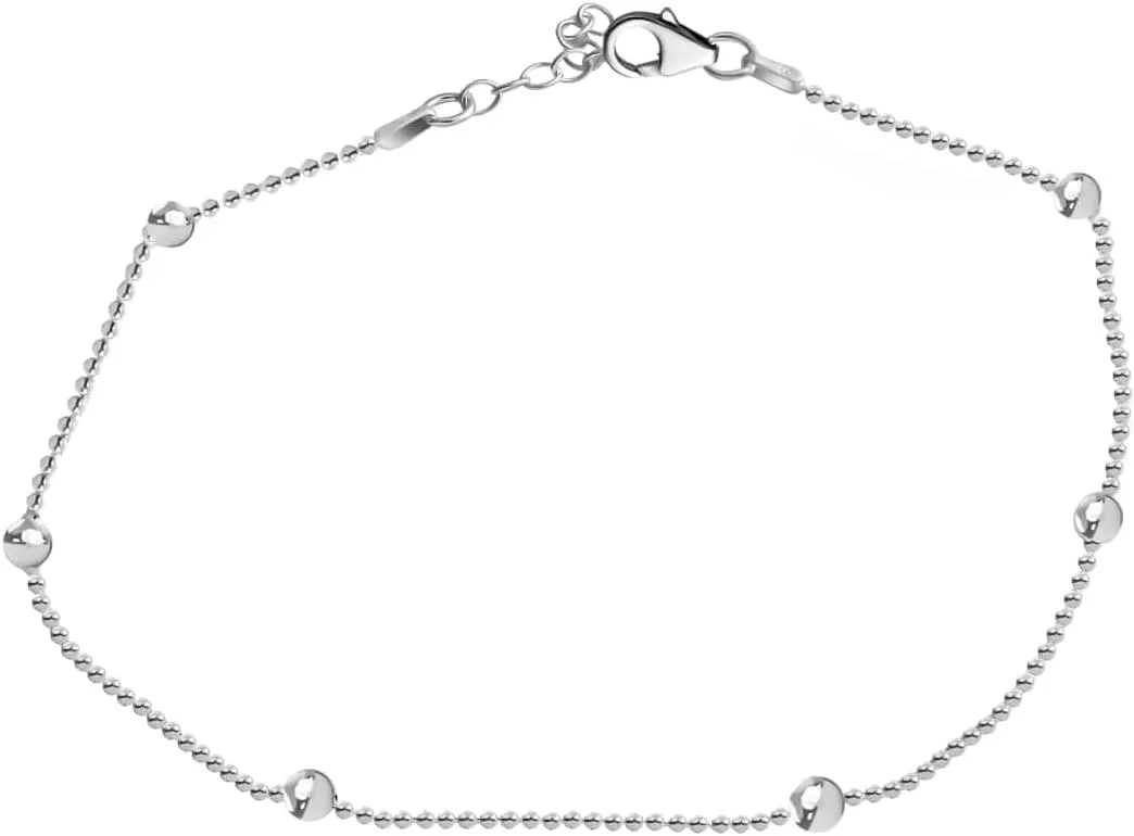 Shop LC 925 Sterling Silver Ankle Bracelet for Women Charm Chain Adjustable Station Anklet 10" Birthday Gifts for Women