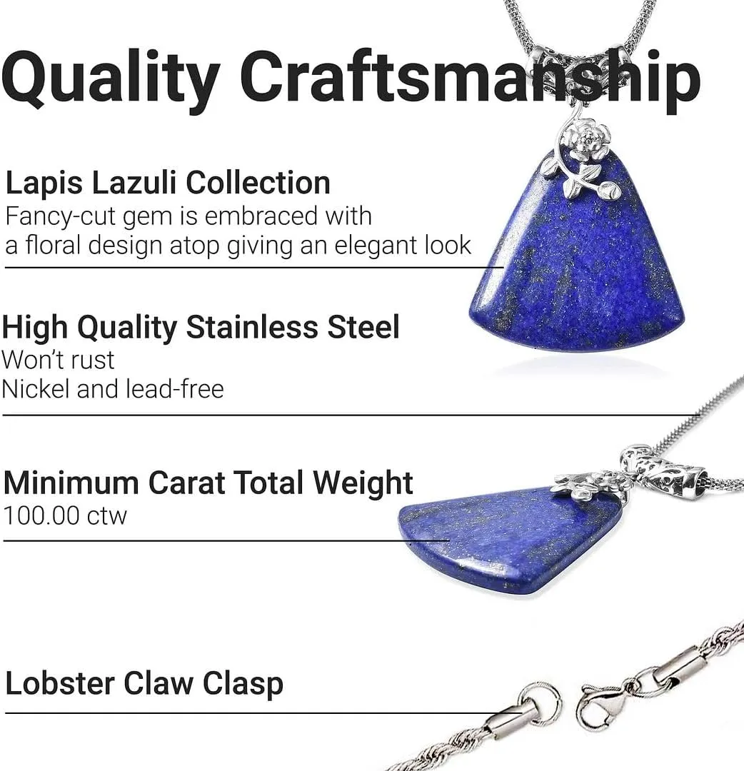 Shop LC Blue Lapis Lazuli Necklace Flower Natural Stone Jewelry for Women Chain 20" Birthday Gifts