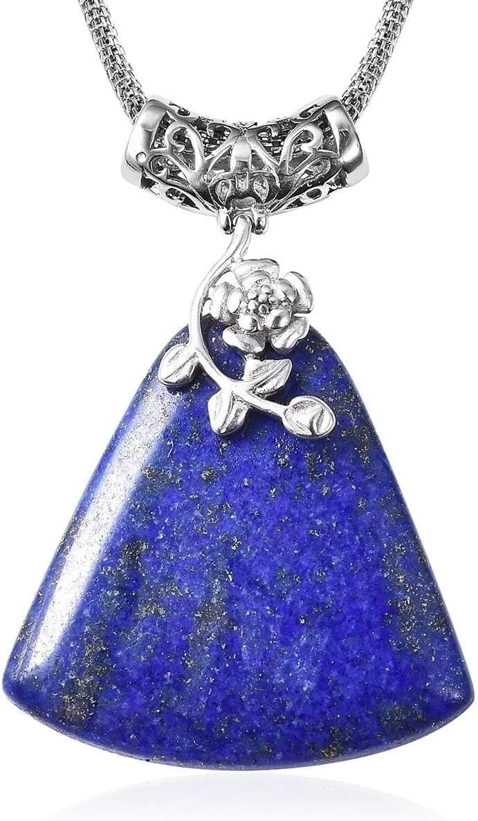 Shop LC Blue Lapis Lazuli Necklace Flower Natural Stone Jewelry for Women Chain 20" Birthday Gifts