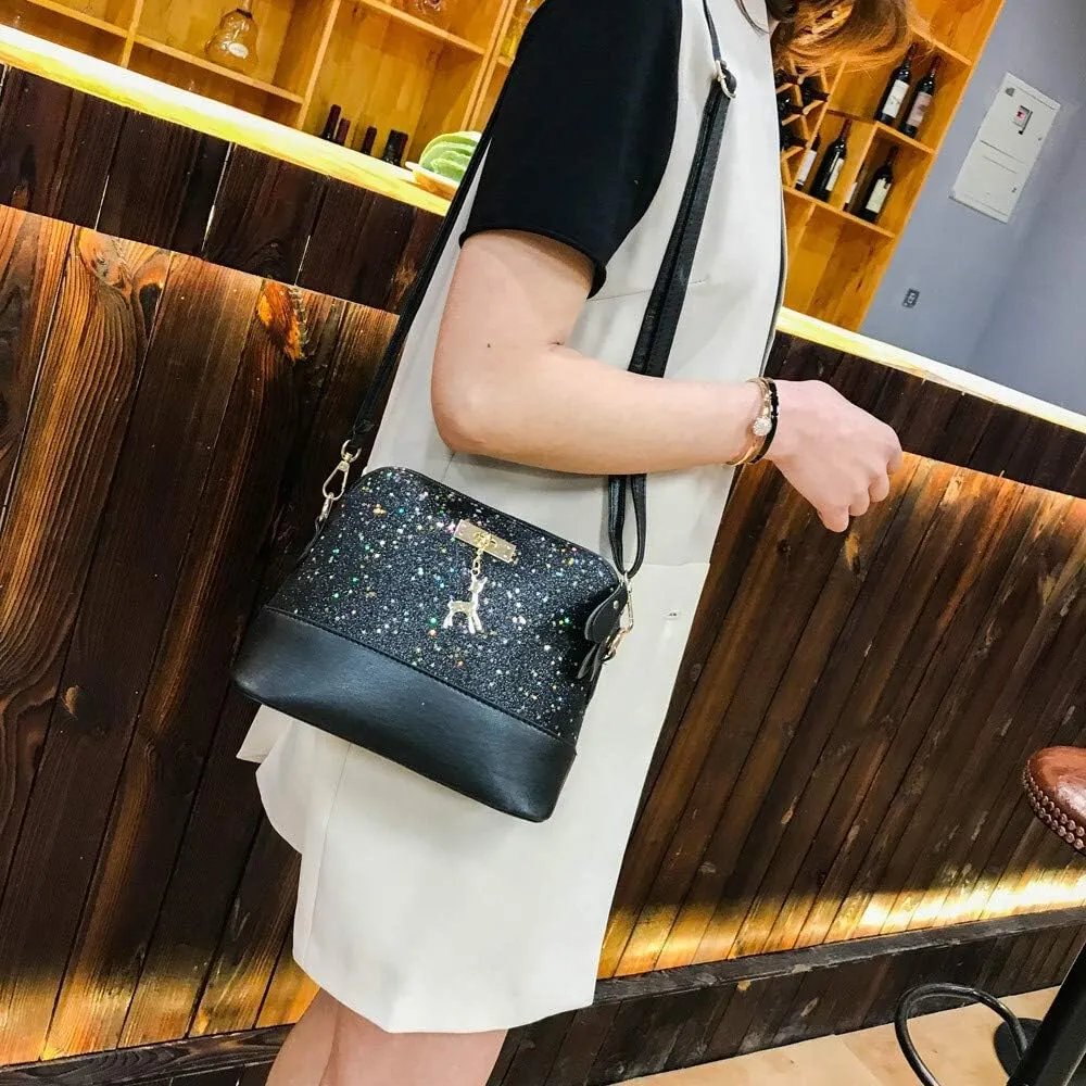 Shoulder bag Fashion Women Leather Deer Splice Shell Shape Bag Mini Shoulder Crossbody Bags