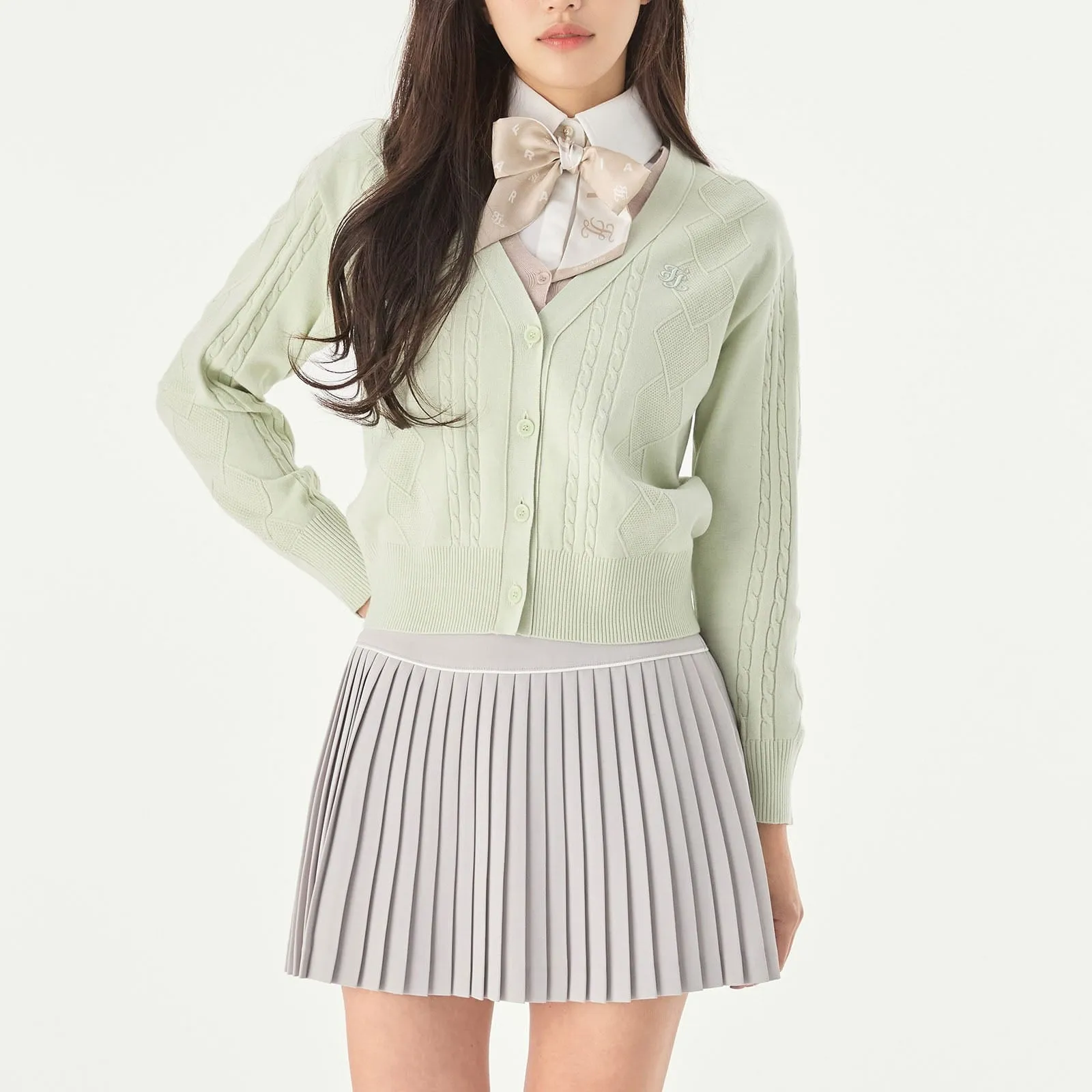 SILK TWIST FLARE PLEATS SKIRT