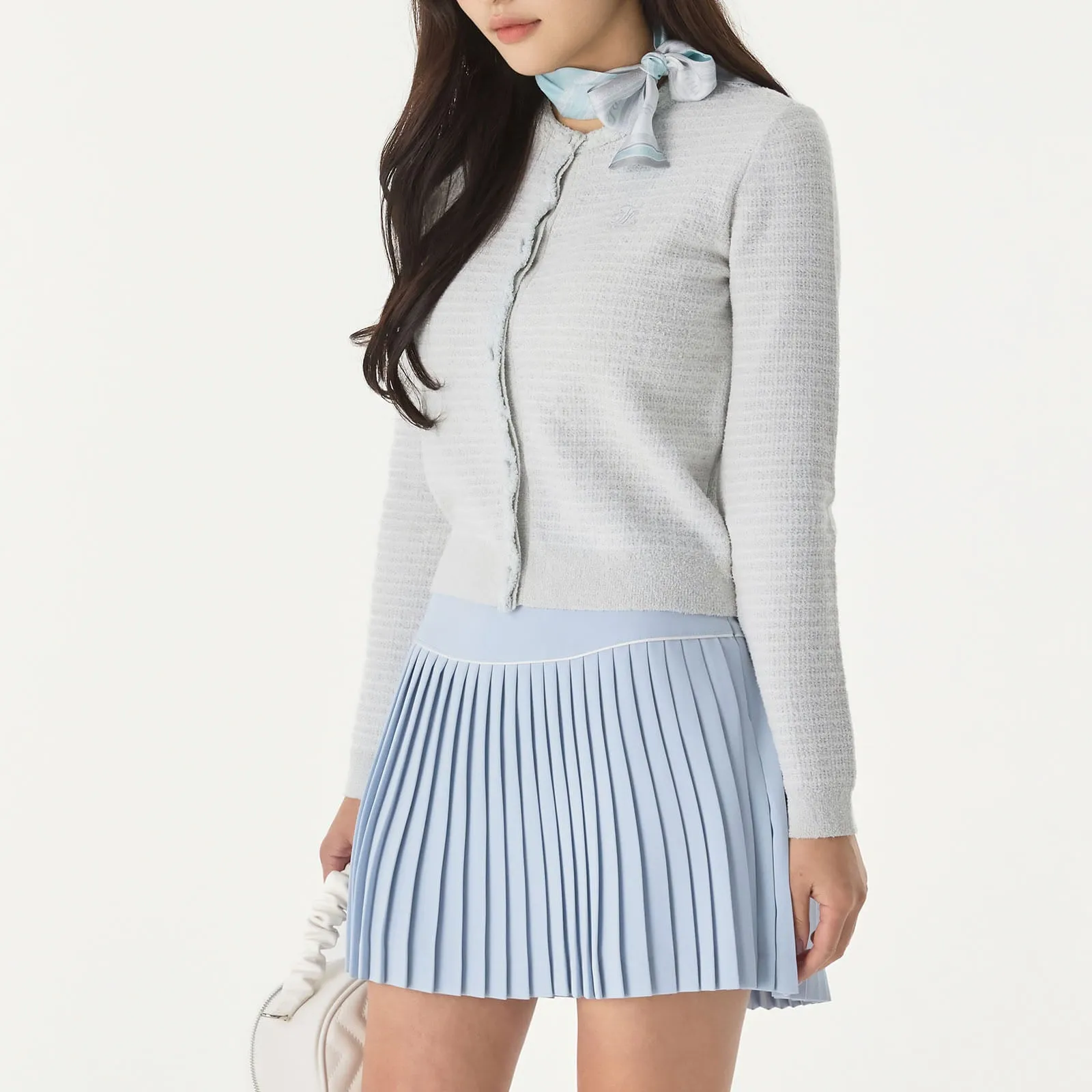 SILK TWIST FLARE PLEATS SKIRT