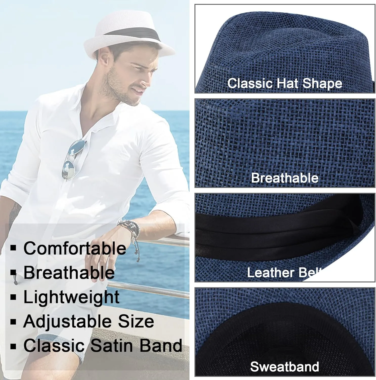 Simplicity Fedora for Men Women Unisex Men's Women's Classic Manhattan Structured Gangster Trilby Fedora Hat