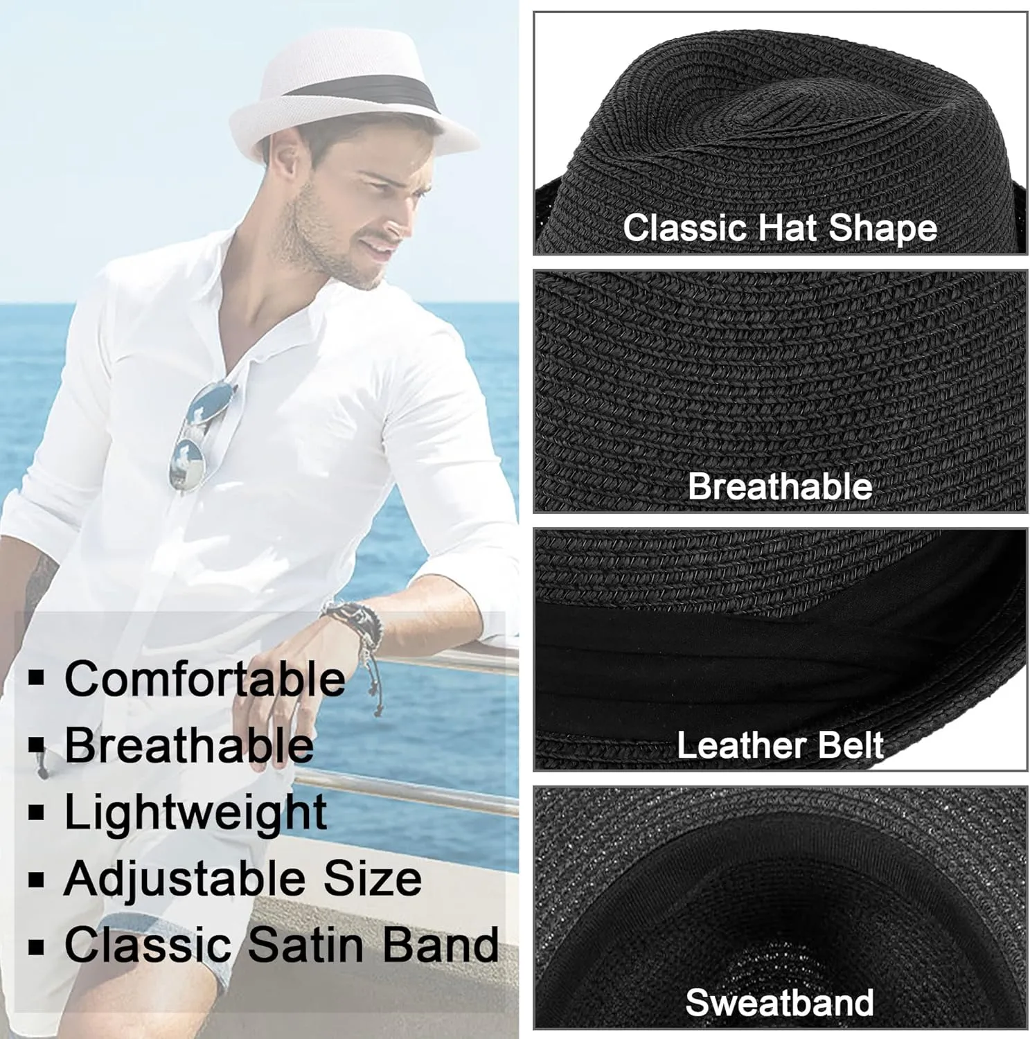 Simplicity Fedora for Men Women Unisex Men's Women's Classic Manhattan Structured Gangster Trilby Fedora Hat