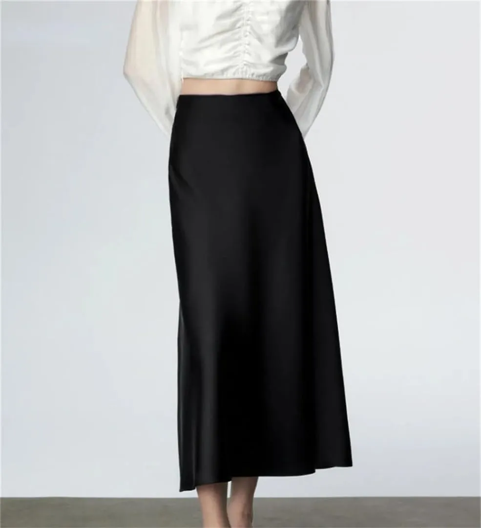 Skirts for Women Satin High Waisted Slim Fit Long Skirt Fashion Versatile Skirts