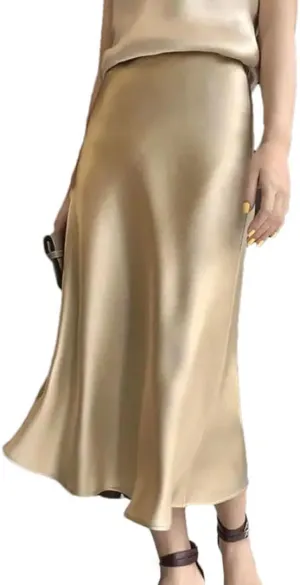Skirts for Women Satin High Waisted Slim Fit Long Skirt Fashion Versatile Skirts