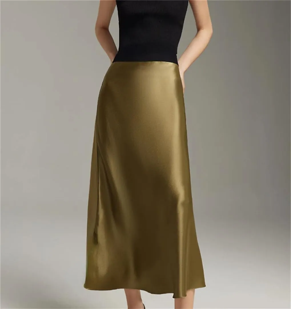 Skirts for Women Satin High Waisted Slim Fit Long Skirt Fashion Versatile Skirts