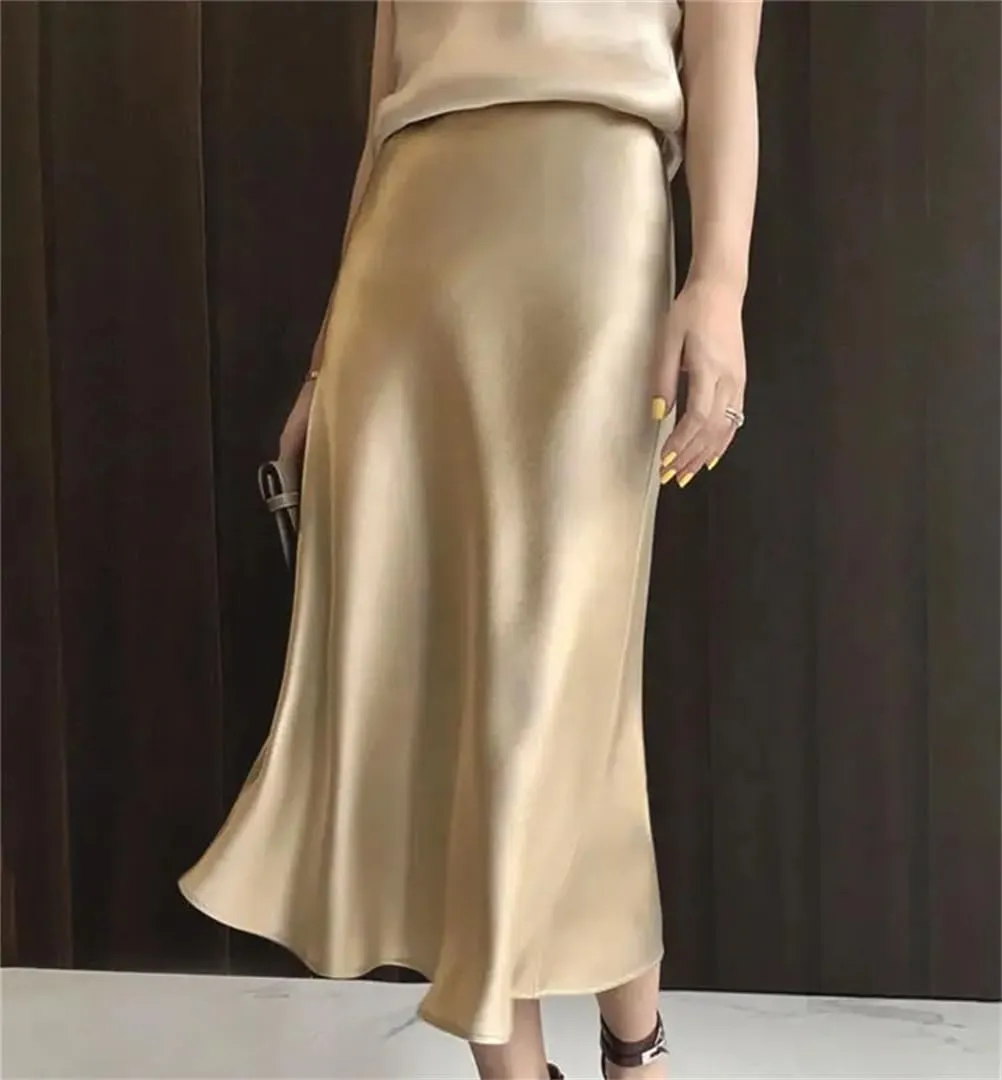 Skirts for Women Satin High Waisted Slim Fit Long Skirt Fashion Versatile Skirts
