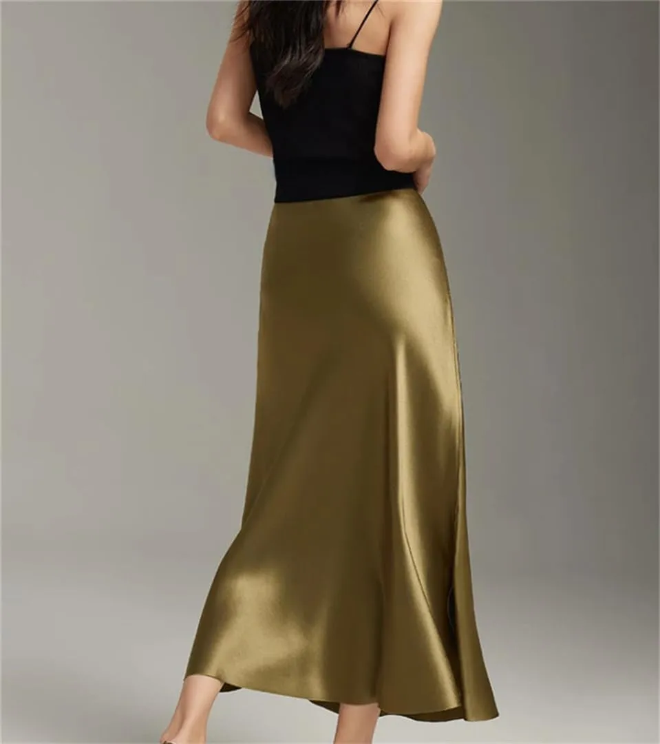 Skirts for Women Satin High Waisted Slim Fit Long Skirt Fashion Versatile Skirts