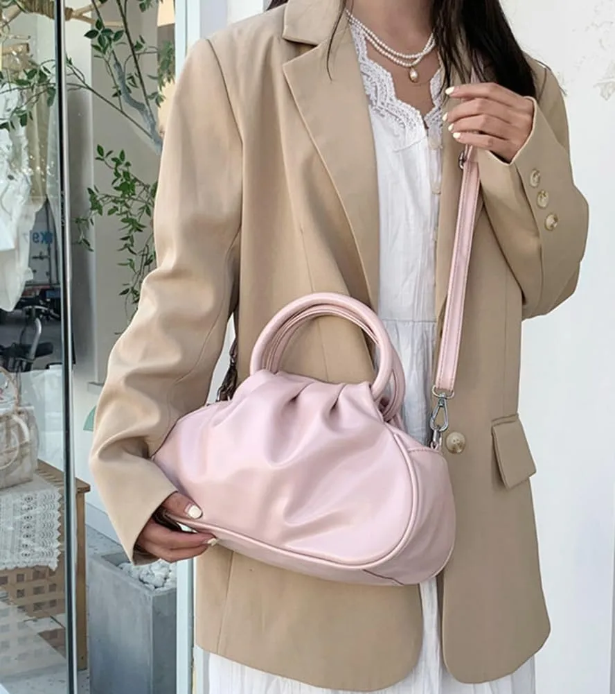 Slouchy PU Leather Cloud Hobo Bags Women Trendy Underarm Crescent Shoulder Bag Cute Satchel Crossbody Purse Tote Handbag