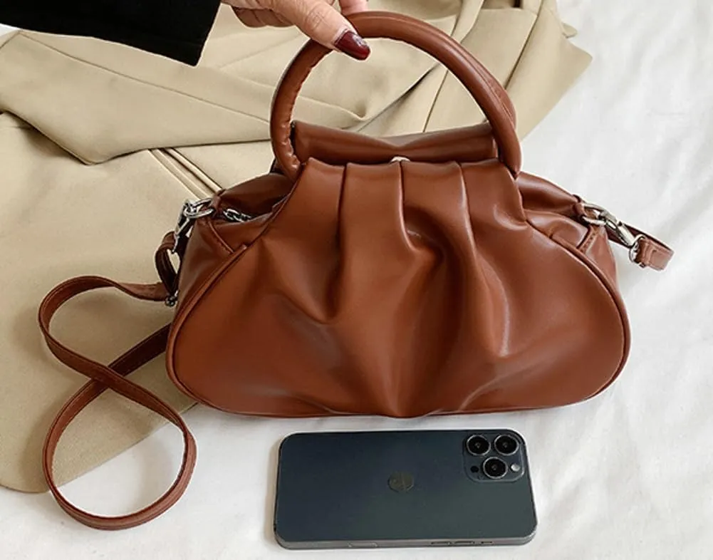 Slouchy PU Leather Cloud Hobo Bags Women Trendy Underarm Crescent Shoulder Bag Cute Satchel Crossbody Purse Tote Handbag