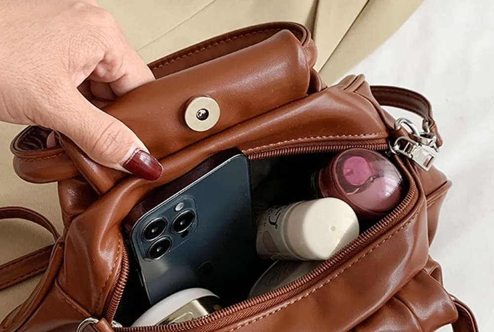 Slouchy PU Leather Cloud Hobo Bags Women Trendy Underarm Crescent Shoulder Bag Cute Satchel Crossbody Purse Tote Handbag