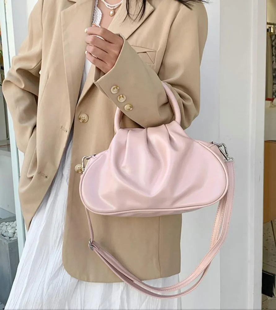 Slouchy PU Leather Cloud Hobo Bags Women Trendy Underarm Crescent Shoulder Bag Cute Satchel Crossbody Purse Tote Handbag