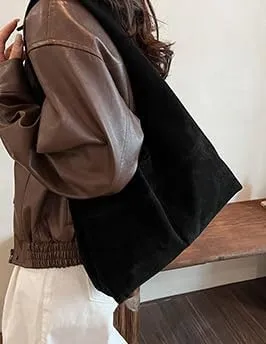 Slouchy Tote Bag Suede Hobo Bag Large Capacity Shoulder Bag Satchel Purse Vintage Underarm Bag Handbag for Women