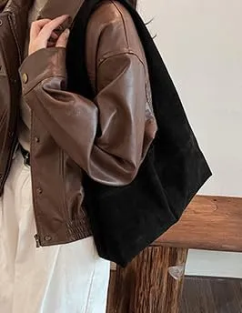 Slouchy Tote Bag Suede Hobo Bag Large Capacity Shoulder Bag Satchel Purse Vintage Underarm Bag Handbag for Women