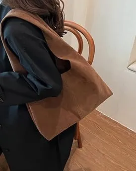 Slouchy Tote Bag Suede Hobo Bag Large Capacity Shoulder Bag Satchel Purse Vintage Underarm Bag Handbag for Women