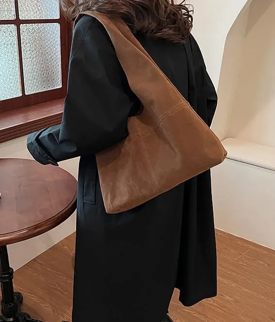 Slouchy Tote Bag Suede Hobo Bag Large Capacity Shoulder Bag Satchel Purse Vintage Underarm Bag Handbag for Women