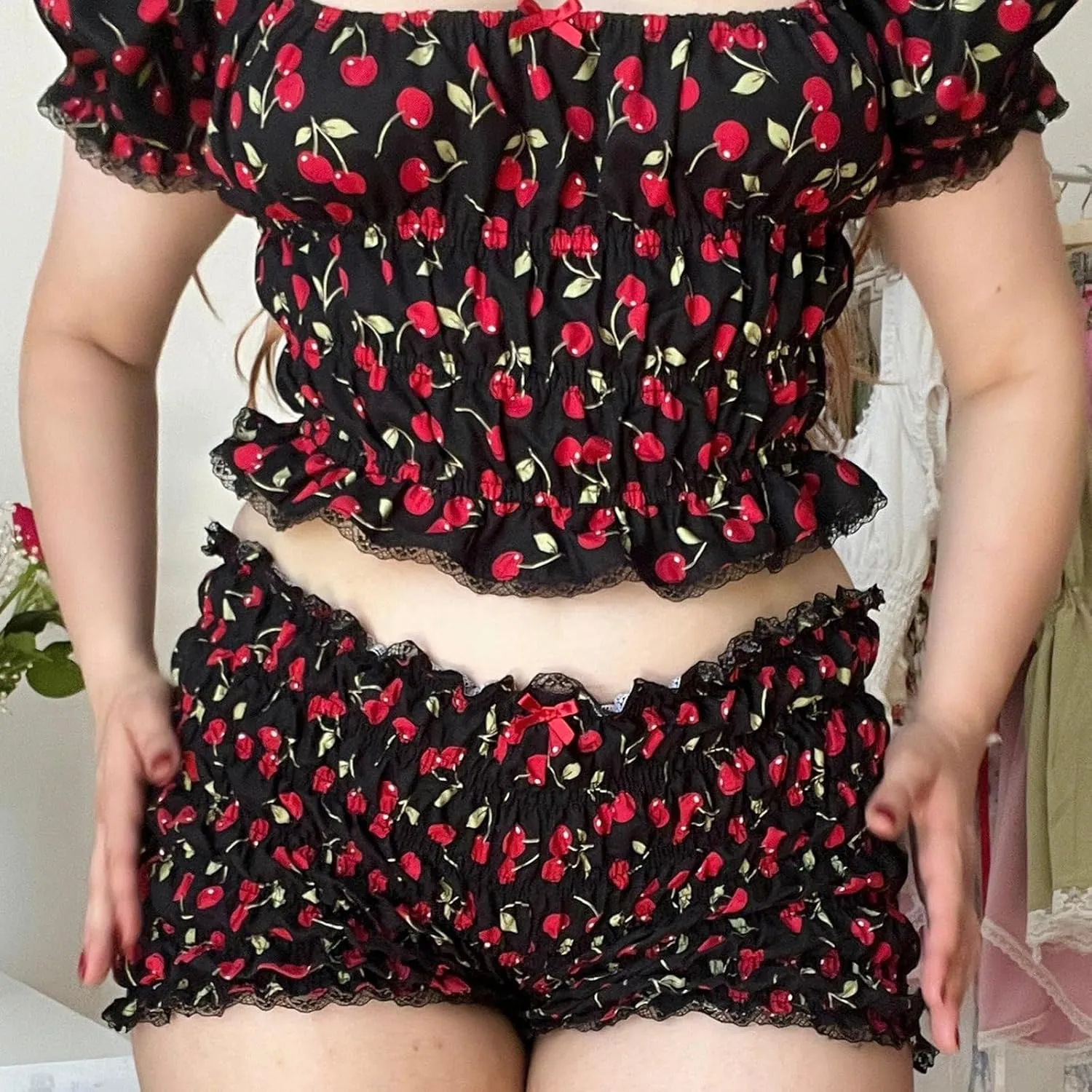 Smocked Boy Shorts for Women Y2K Low Rise Ruffle Frill Micro Bottoms Ruched Lace Bloomers Mini Shorts Pajama Boxers