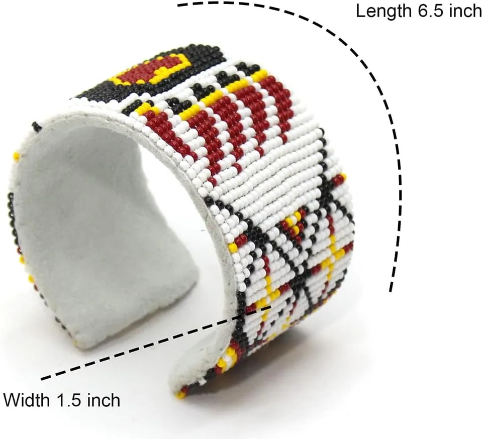 Southwestern Native Style Seed Beads Beaded Hard Cuff Bracelet