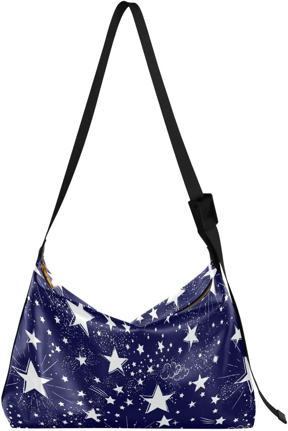 Space Galaxy Hobo Crossbody Bags for Women Leather Large Shoulder Bag Cross Body Trendy Womens Tote Bags Handbag for Travel Shopping