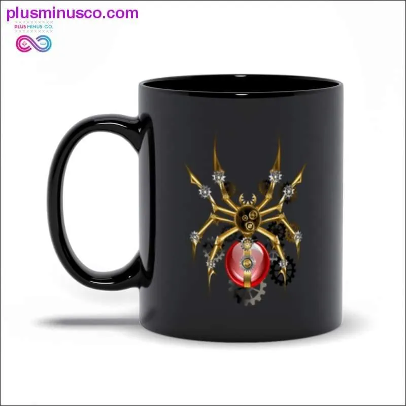 Spider with a Red Light Bulb Black Mugs