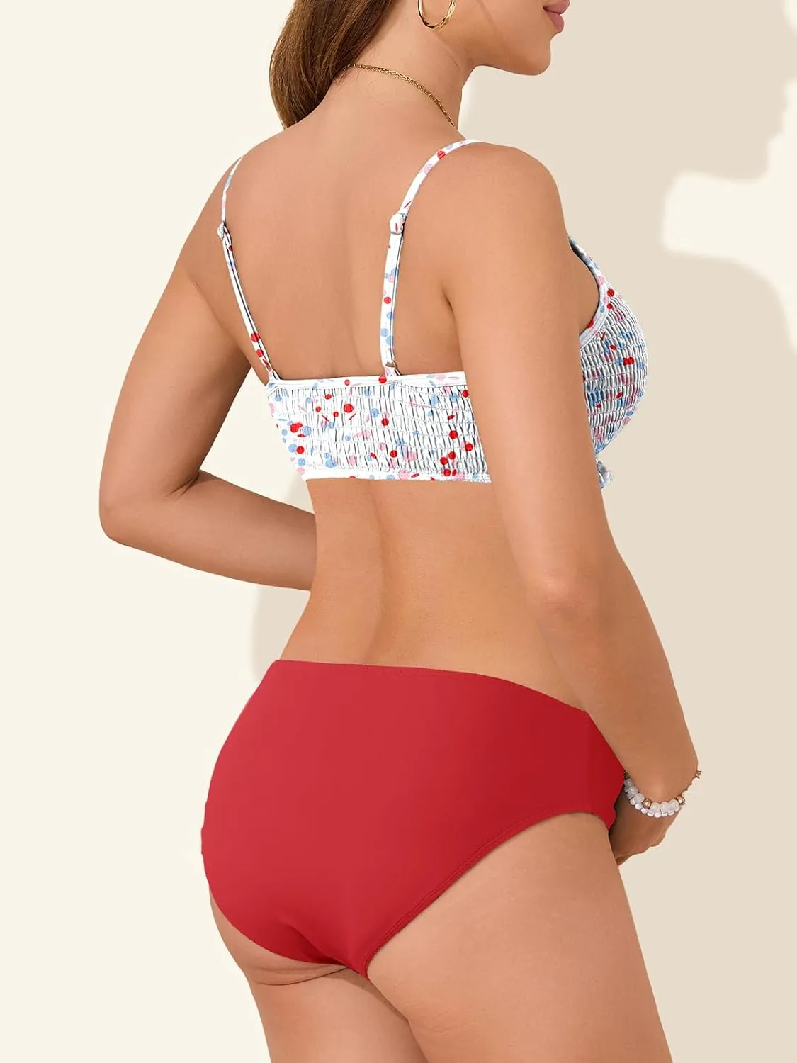 Summer Mae Ruffle Maternity Swimsuit Two-Piece Low Rise Bikini Shirred Smoked Pregnancy Bathing Suit