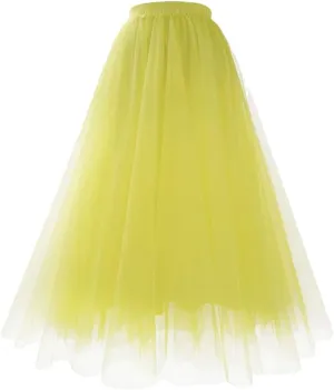 Summer Mesh Tulle Pleated A-Line Skirt Prom Clothes for Women High Waist Blue Midi Tulle Skirts Woman Dance Skirt