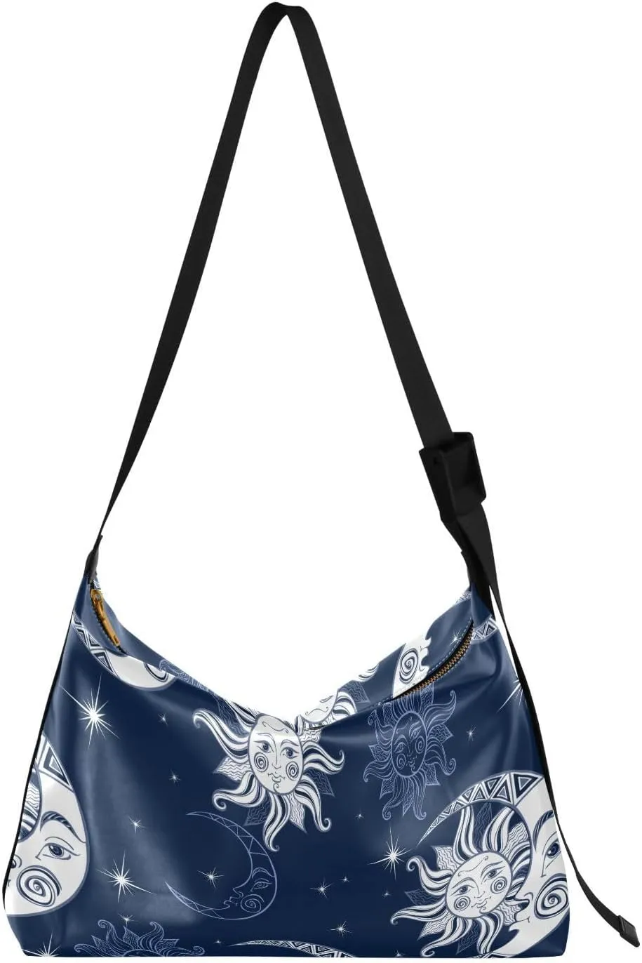 Sun Moon and Stars Hobo Crossbody Bags for Women Leather Large Shoulder Bag Cross Body Bohemian Ethnic Trendy Womens Tote Bags Handbag for Travel Shopping