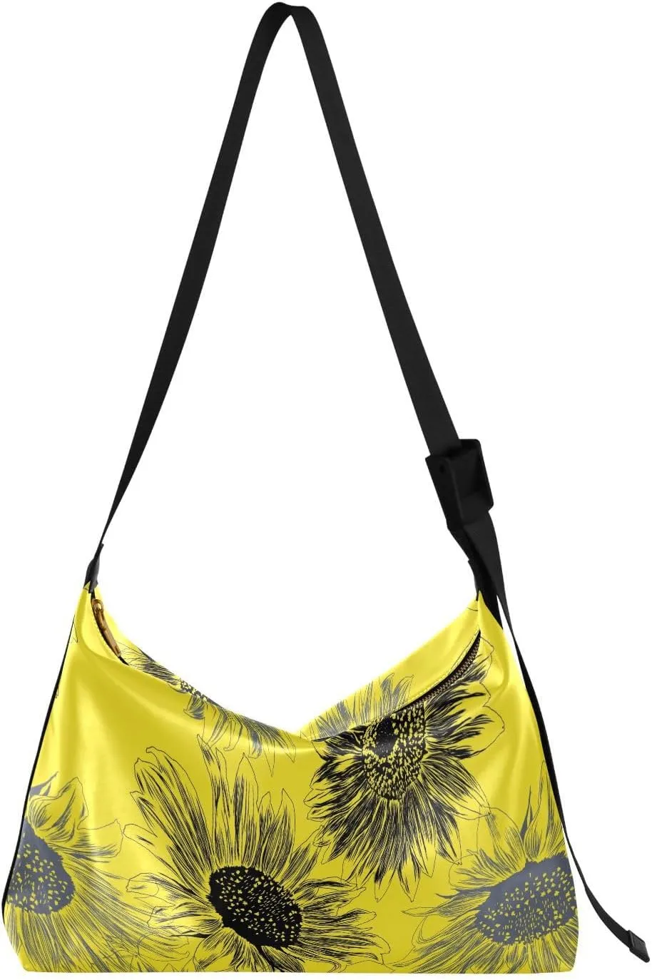Sunflower Seamless Pattern Hobo Crossbody Bags for Women Leather Large Shoulder Bag Cross Body Spring Summer Floral Trendy Womens Tote Bags Handbag for Travel Shopping