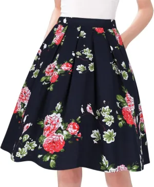 Taydey A-Line Pleated Vintage Skirts for Women