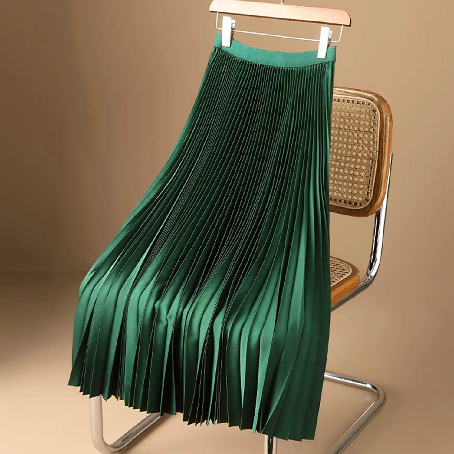 Teen Skirts Solid Color Satin Pleated Skirt Plus Size Versatile Skirt Pencil Skirt Plus Size Retro