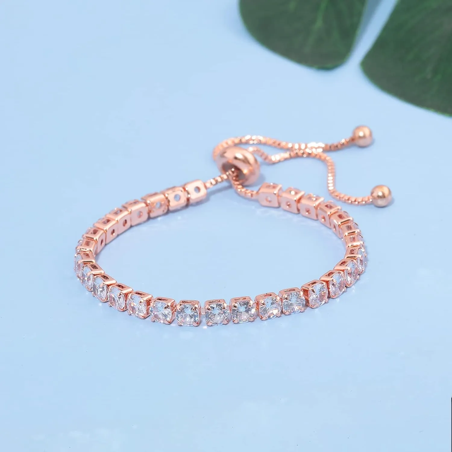 Tennis Bracelets for Women Men Adjustable Charm Link Bracelet 14K Gold Plated Dainty Multicolor Cubic Zircon Bracelets for Teen Girls Crystal Friendship Bracelets Jewelry