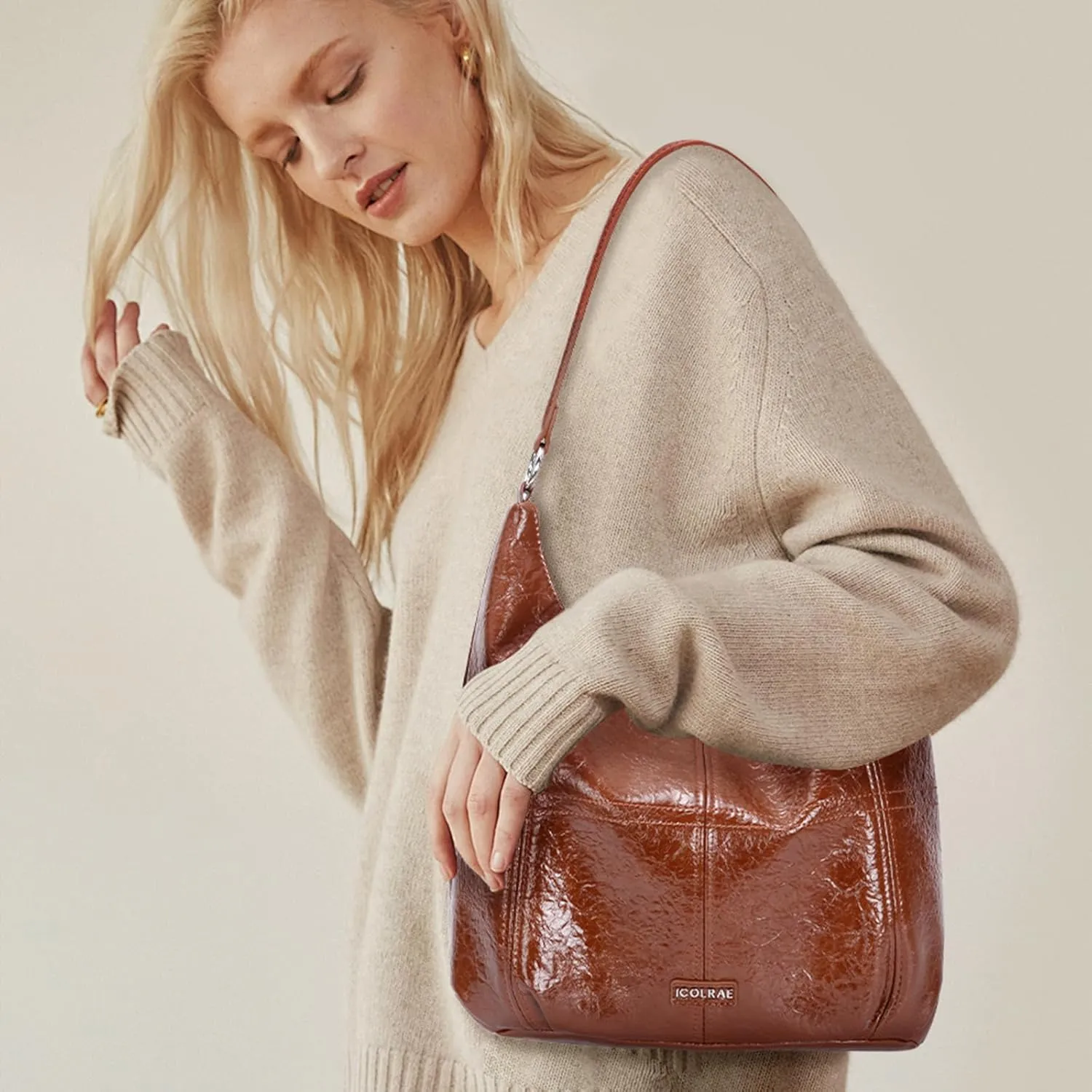 Tote Bag for Women Work Large Vegan Leather Slouchy Hobo Bags With Zipper Ladies Travel Weekender Bag