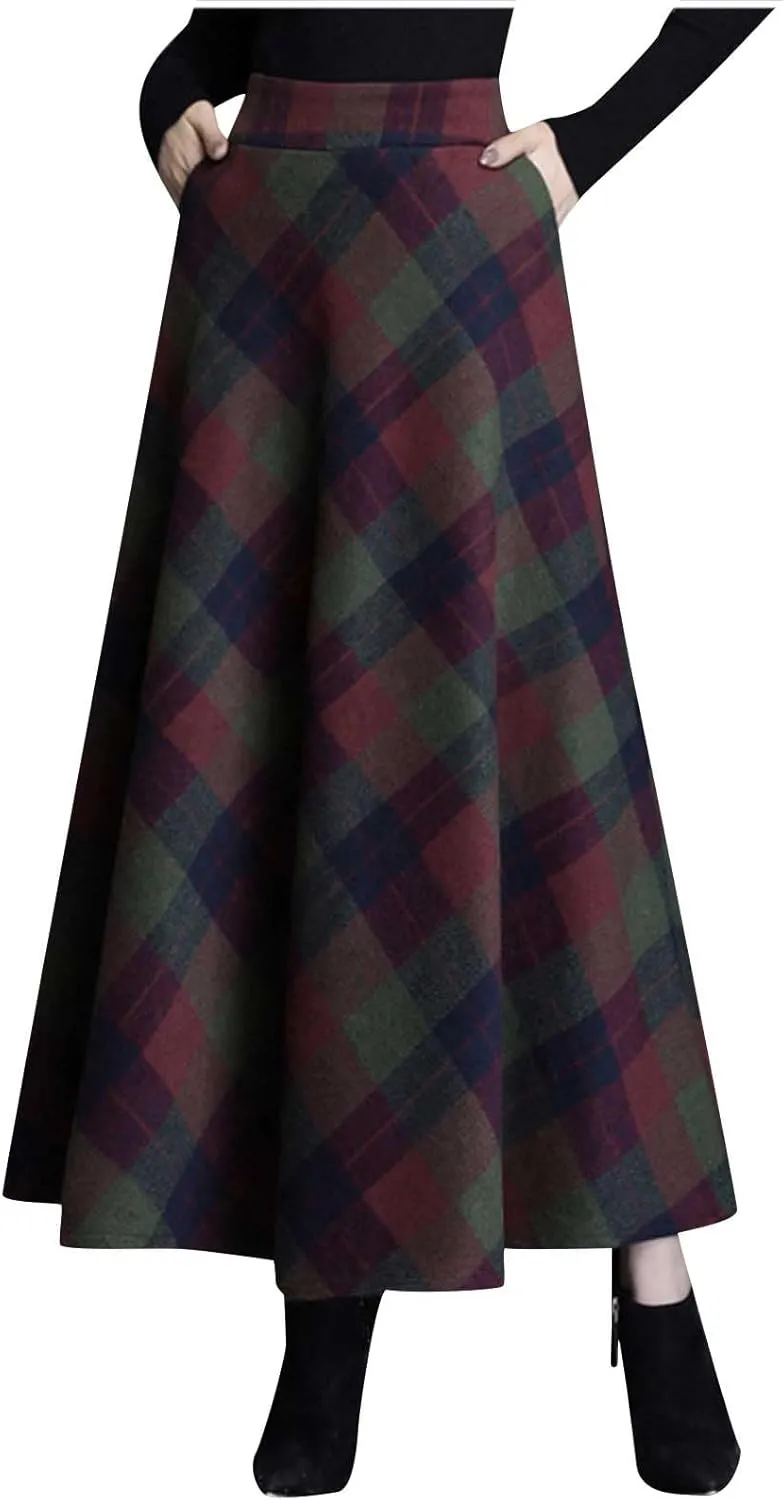 Tweed Skirt for Women High Waisted Pleated A-Line Skirts Stretch Classic Trending Flare Skirts Cute Elegant Skirt