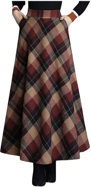 Tweed Skirt for Women High Waisted Pleated A-Line Skirts Stretch Classic Trending Flare Skirts Cute Elegant Skirt
