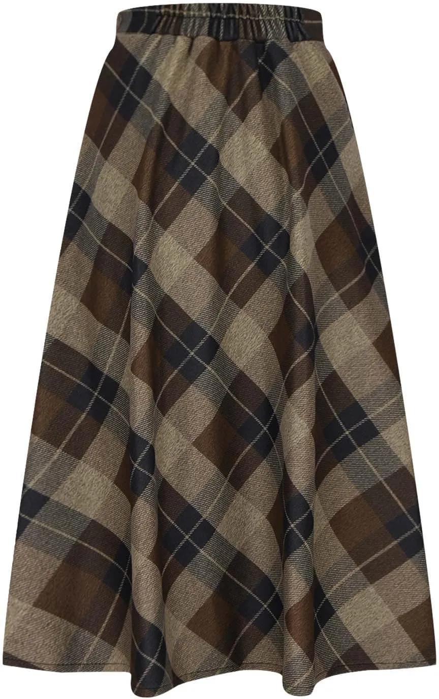 Tweed Skirt for Women High Waisted Pleated A-Line Skirts Stretch Classic Trending Flare Skirts Cute Elegant Skirt