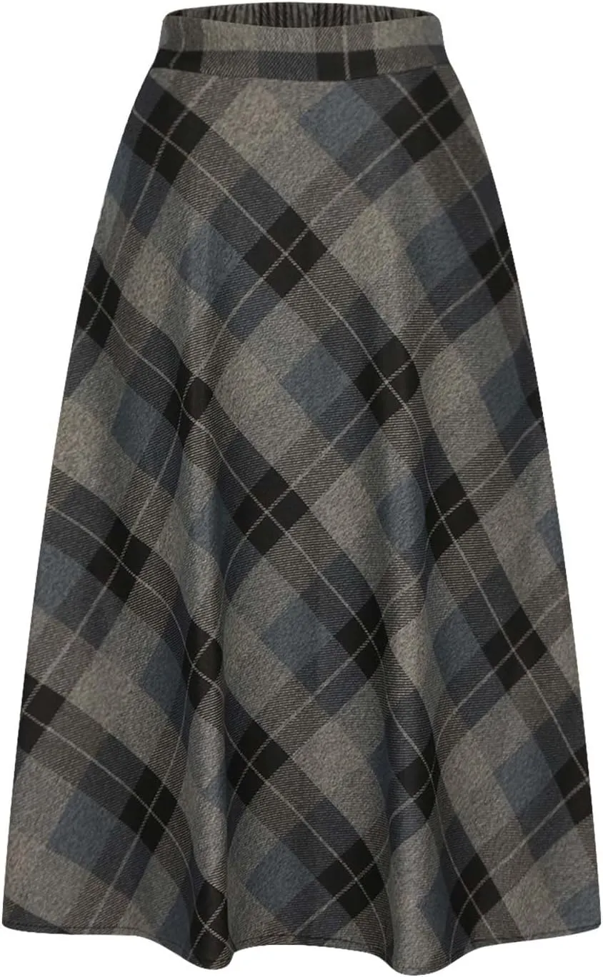 Tweed Skirt for Women High Waisted Pleated A-Line Skirts Stretch Classic Trending Flare Skirts Cute Elegant Skirt
