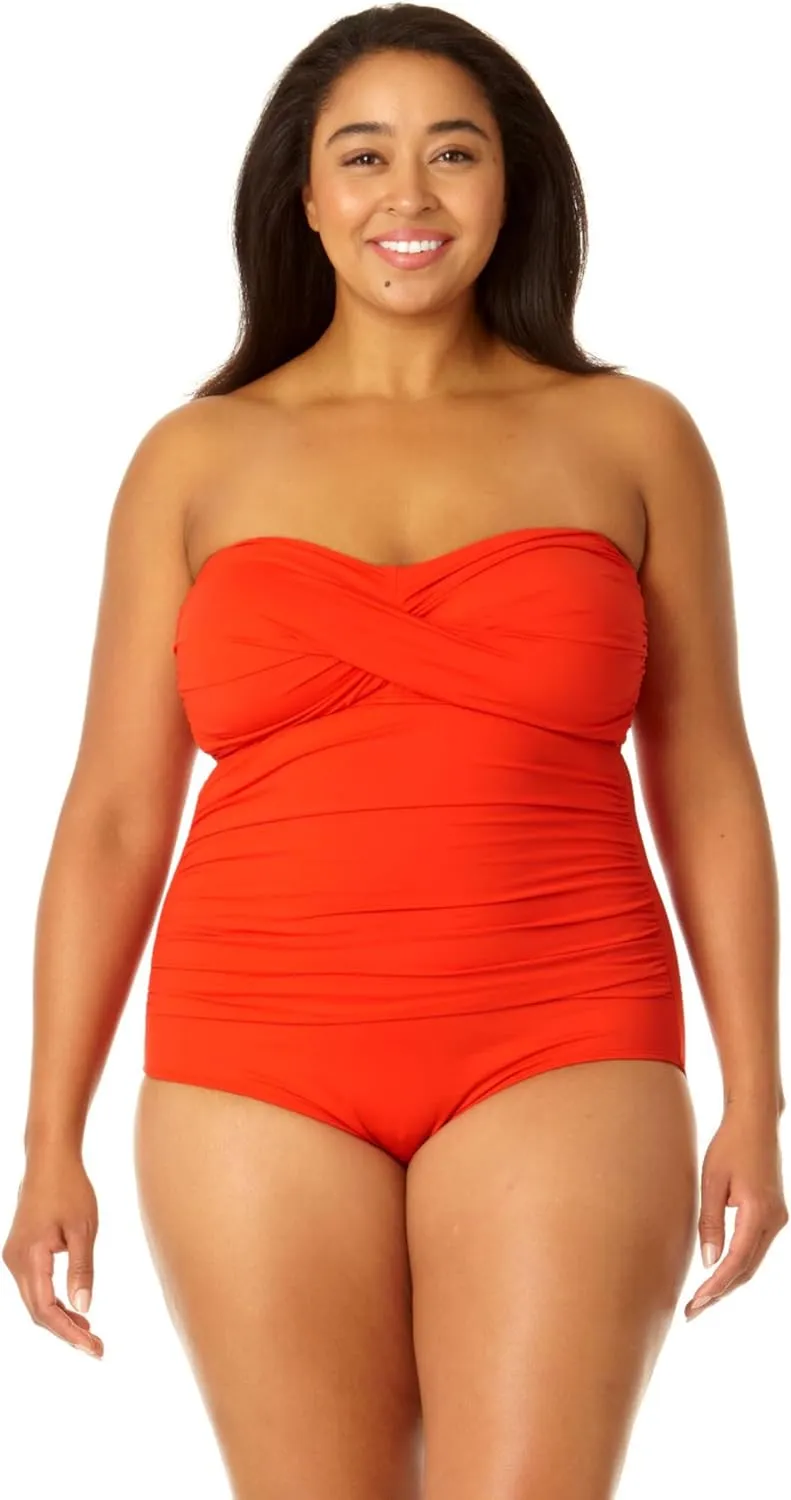 Twist Front Shirred One Piece