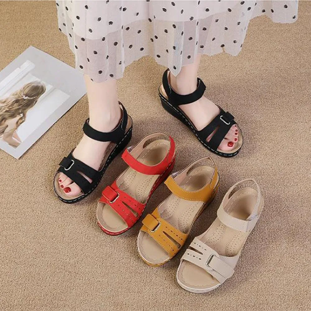 Upgraded Leather Orthopedic Walking Platform Sandals Women,Womens Sandals