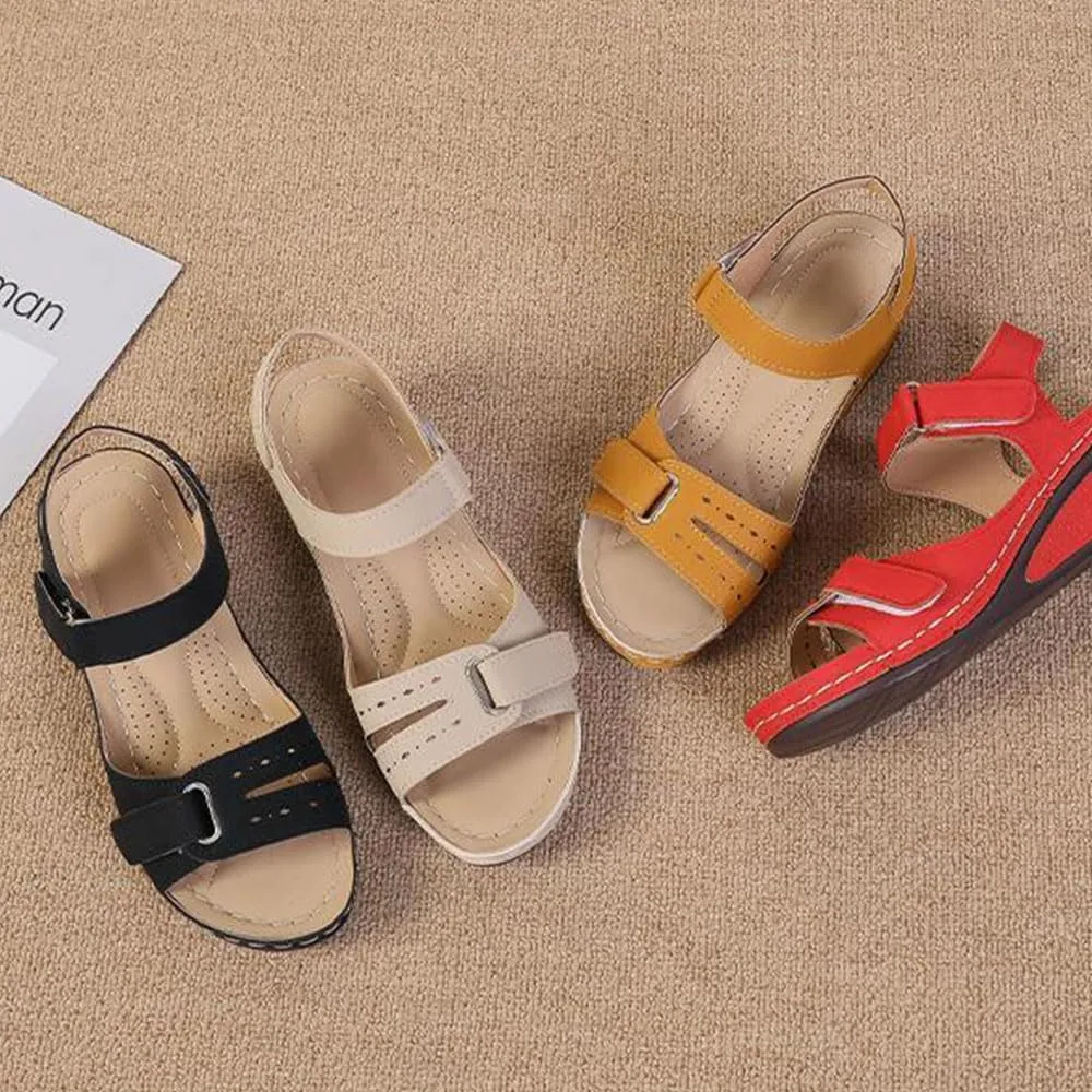 Upgraded Leather Orthopedic Walking Platform Sandals Women,Womens Sandals