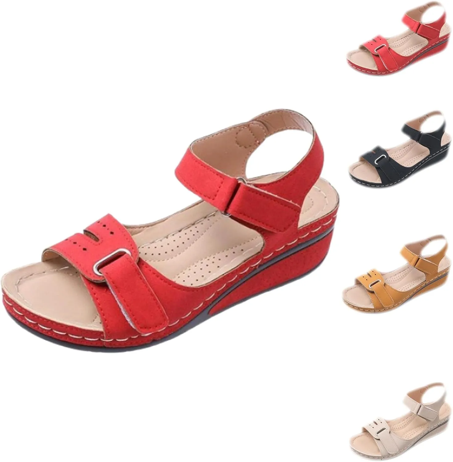 Upgraded Leather Orthopedic Walking Platform Sandals Women,Womens Sandals